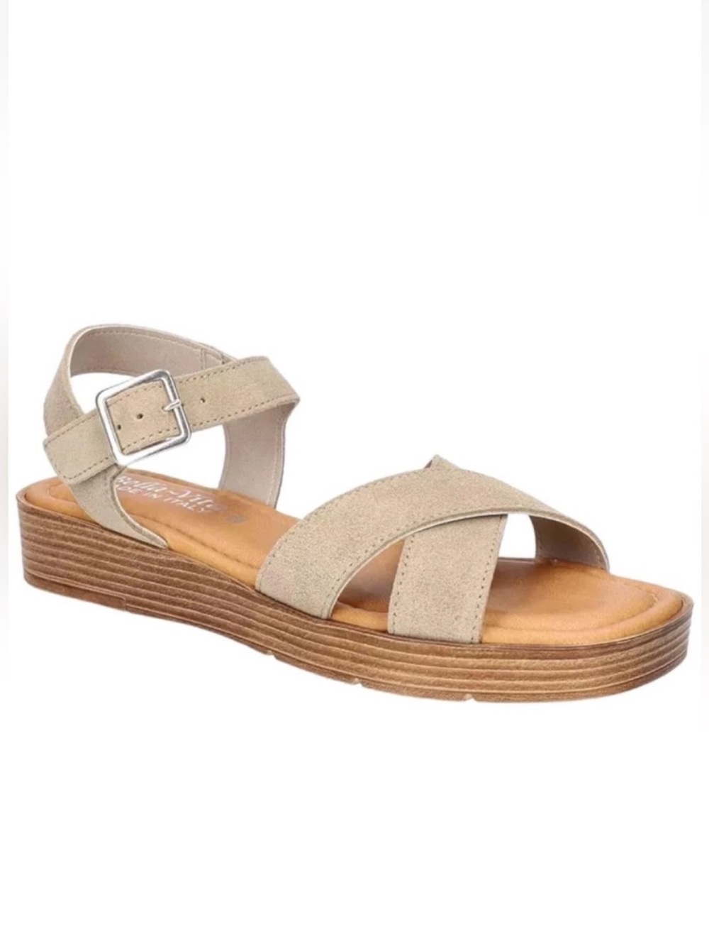 Bella Vita Car-Italy Wedge Sandal in Stone Women's Size 9 1/2W